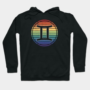 Vintage Distressed Rainbow Gay Pride Zodiac Gemini Hoodie